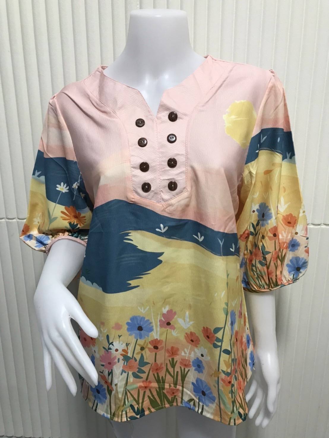 ไซส์ใหญ่ Size 44 (รหัส 44-005) เสื้อแฟชั่น ผ้าเปลือกไม้ เนื้อนิ่มไม่หนา แบบสวยใส่ได้หลายโอกาส