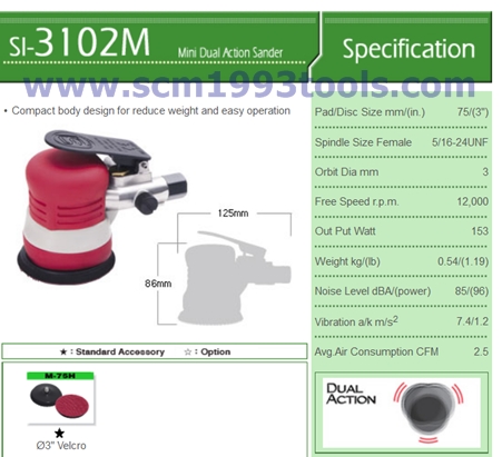 Shinano ชินาโน่ รุ่น SI-3102 เครื่องขัดกระดาษทรายแบบเหวียง รุ่นเล็กมือกด 3 นิ้ว ญี่ปุ่น ORBITAL SANDERS