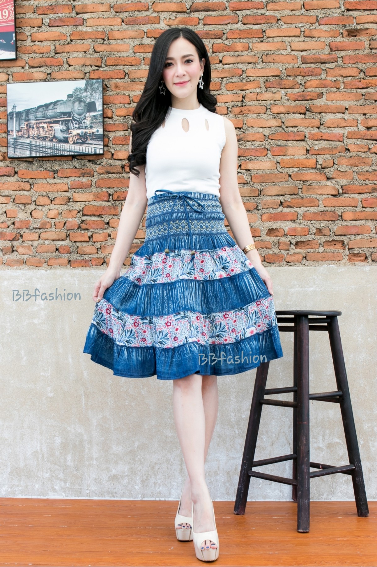 กระโปรงยีนส์ ผ้าเนื้อนิ่ม คนอ้วนใส่ก็สวย..คนผอมใส่ก็ใส่สวย เนื้อผ้านิ่ม มีน้ำหนัก ใส่สบายมากๆ