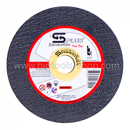 Sanwaflex : ใบตัดเหล็ก/สแตนเลส 4 นิ้ว รุ่นบาง 1 มม. (10ใบ/กล่อง)