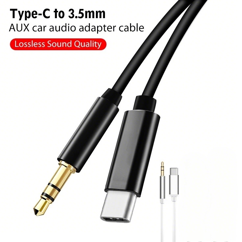 สายสัญญาณเสียง Type-C AUX 3.5 มม.อะแดปเตอร์ TPC เชื่อมต่อลําโพง สีขาว