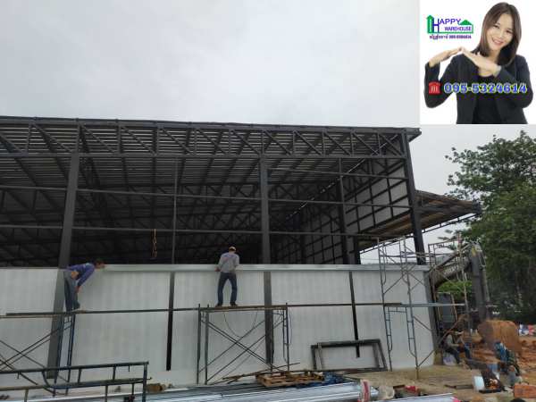 รับสร้างโกดังสำเร็จรูป ขนาด 16 x 40 x 6.45 m