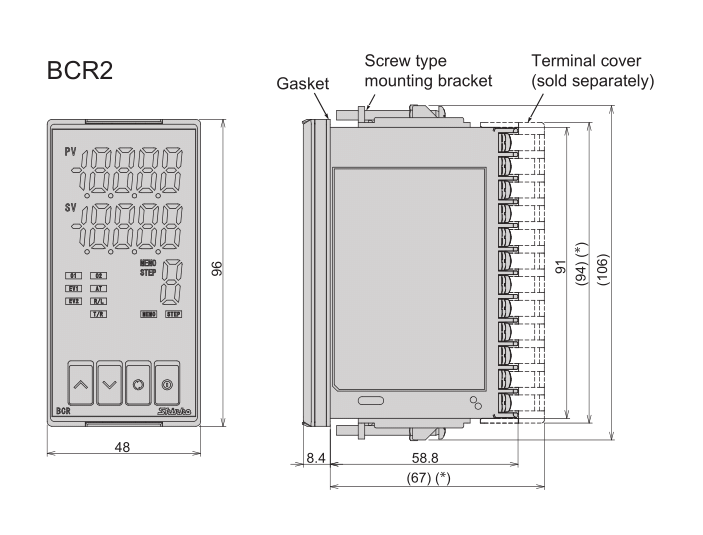 เครื่องวัด-ควบคุมอุณหภูมิแบบติดแผง SHINKO รุ่น BCR2-Series : Digital Indicating Controllers