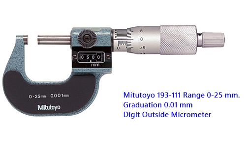 MITUTOYO มิตูโตโย 193-111 ดิจิตไมโครมิเตอร์วัดนอก 0-25mm. ญี่ปุ่น คุณภาพดี Digit Outside Micrometer
