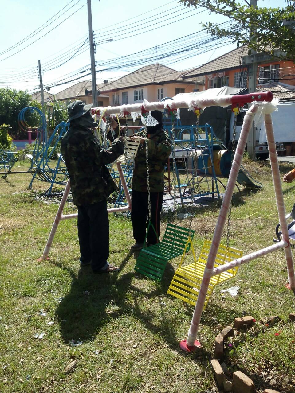 รหัส PG ผลงานติดตั้ง (หมู่บ้านบัวทองธานี3 จ.นนทบุรี) เครื่องเล่นสนามกลางแจ้งสำหรับเด็ก