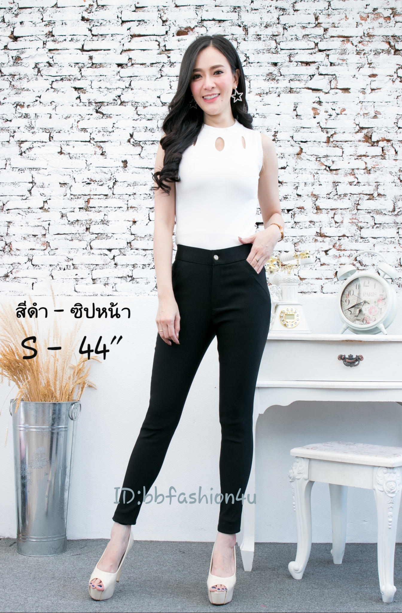 กางเกงสกินนี่(skinny) เนื้อดีไม่เป็นขนหลังใช้ # M สีดำ