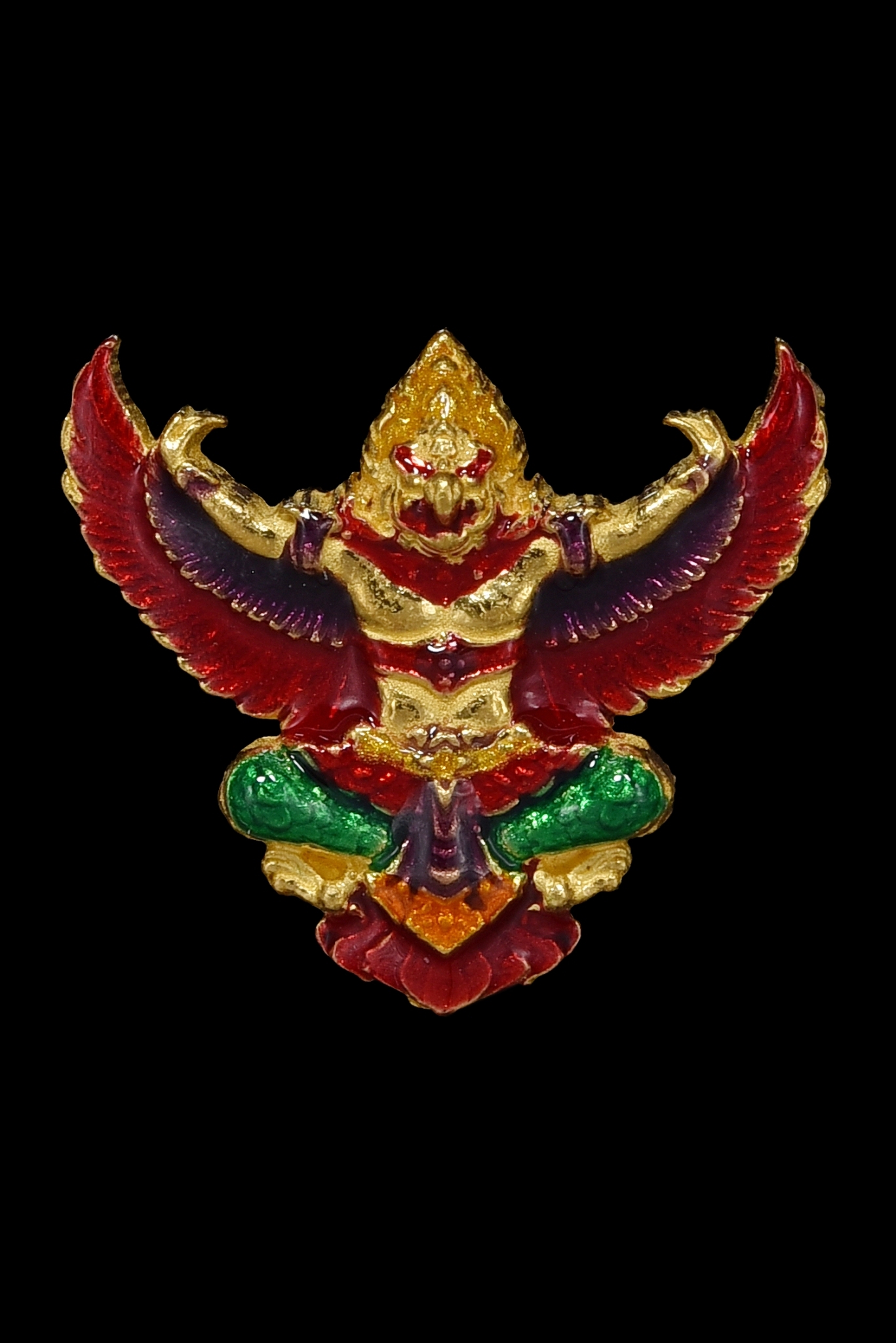 ครุฑทองคำลงยาพิมพ์เล็ก รุ่น เปิดขุทรัพย์ อ.วราห์ วัดโพธิทอง ปี 60 No.113