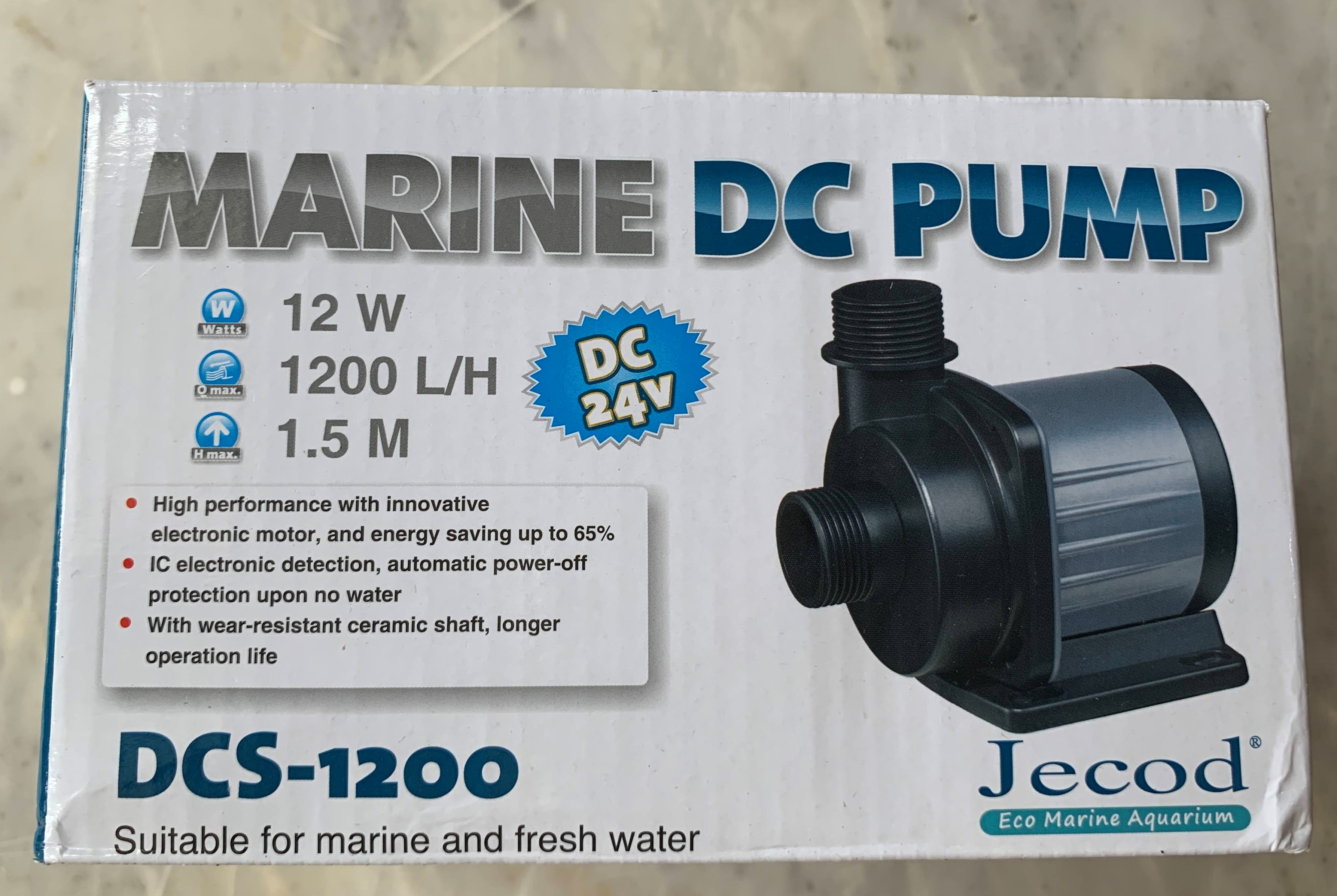 Jecod DCS-1200 ปั๊มน้ำตู้ปลาทะเล บ่อปลา มอเตอร์ไฟกระแสตรง ประหยัดไฟพร้อมตัวแปลงไฟ (ส่งจากประเทศไทย)