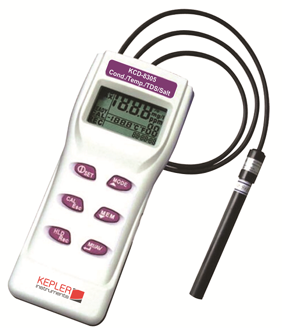 เครื่องวัดค่าความนำไฟฟ้าของของเหลวแบบมือถือ (Handheld EC / TDS / Salinity Meter) แบรนด์ : KEPLER รุ่น : KCD-8305