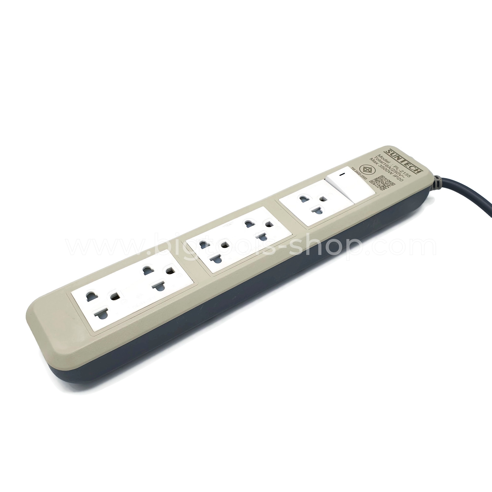 SUNTECH ชุดปลั๊กพ่วง 5 ช่อง 1 สวิตช์ ยาว 5 เมตร 16A 3,500W (สายไฟ 3 x 1.5 Sq.mm.)
