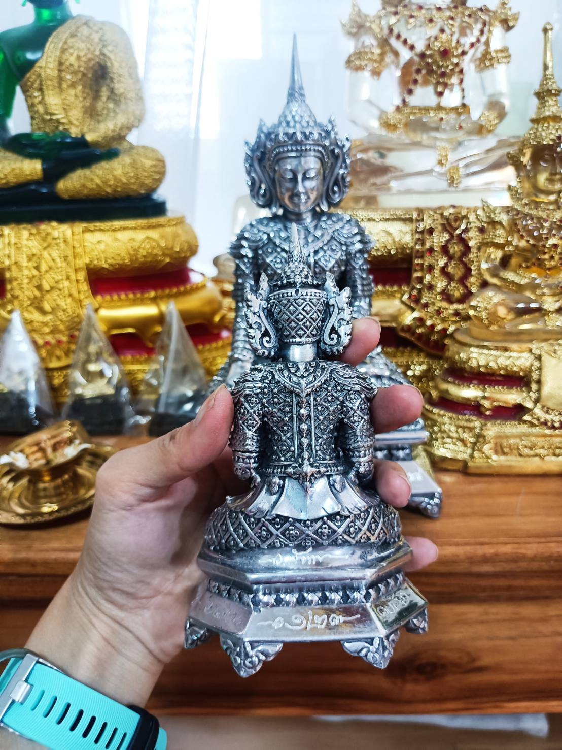 พระพุทธอิทธิคุณบุญพินิมมิต รุ่น 1 (องค์นำฤกษ์ เนื้อเงินยวง) ขนาด 9 นิ้ว No.๑๒ ลพ.เล็ก พอจ.พันแสง วัดศิลาวาส