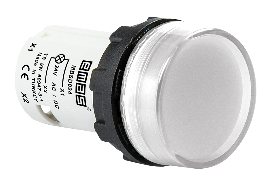 Pilot Lights 22mm. Model : MBSD220B 220VAC LED WHITE EMAS