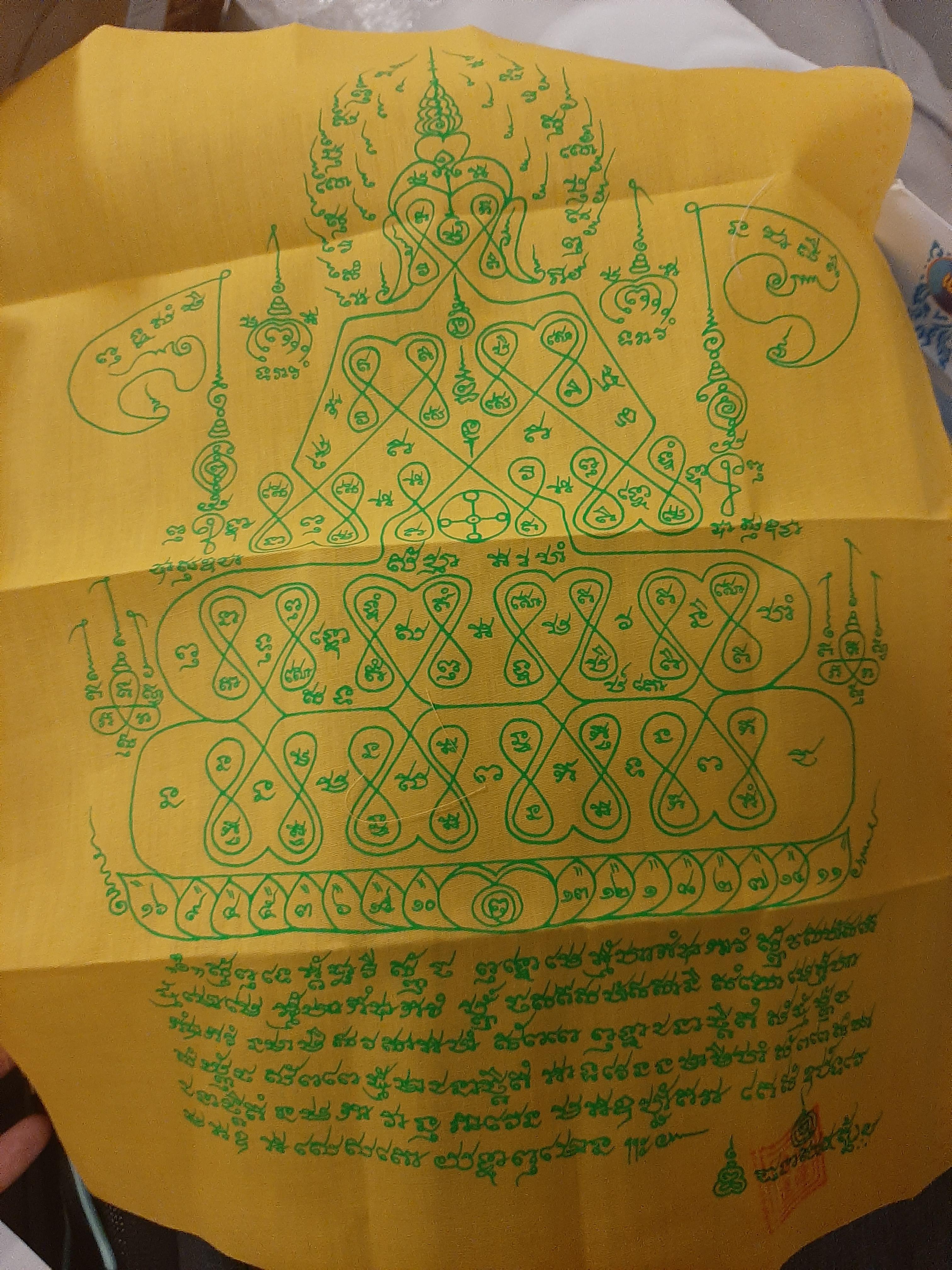 ชุดตะกรุดสาริกาลิ้นทองคำและผ้ายันต์พุทธนิมิตร พิธีมหาระงับโรคาพินาศ