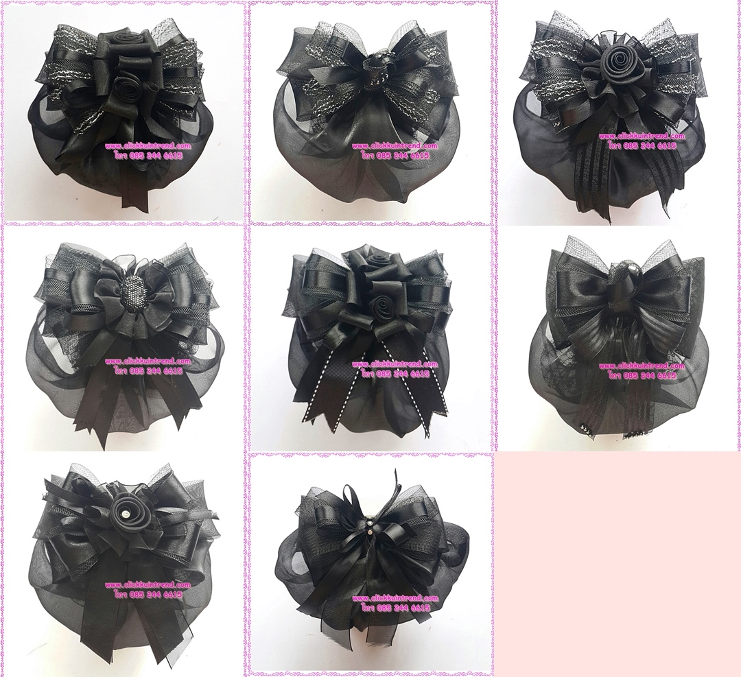 เน็ตคลุมผมเกล้า ขายส่ง ขนาดใหญ่ เซต 10 ชิ้น (ผ้าคลุมผ้าไหม) คละสี