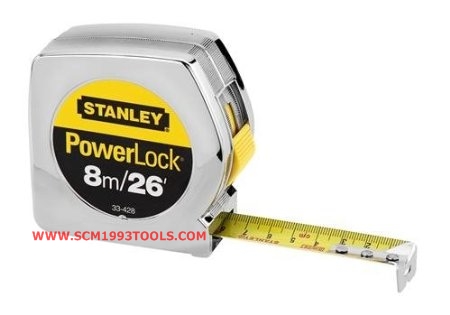 Stanley สแตนเล่ย์ ตลับเมตร รุ่น PowerLock ชุบโครเมี่ยม 8 เมตร (26 ฟุต) No. 33-428 Tape Rule