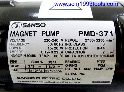 SANSO รุ่น PMD-371 ปั๊มน้ำยาเคมี ใบพัดแม่เหล็ก MAGNET DRIVE SEALLESS PUMP