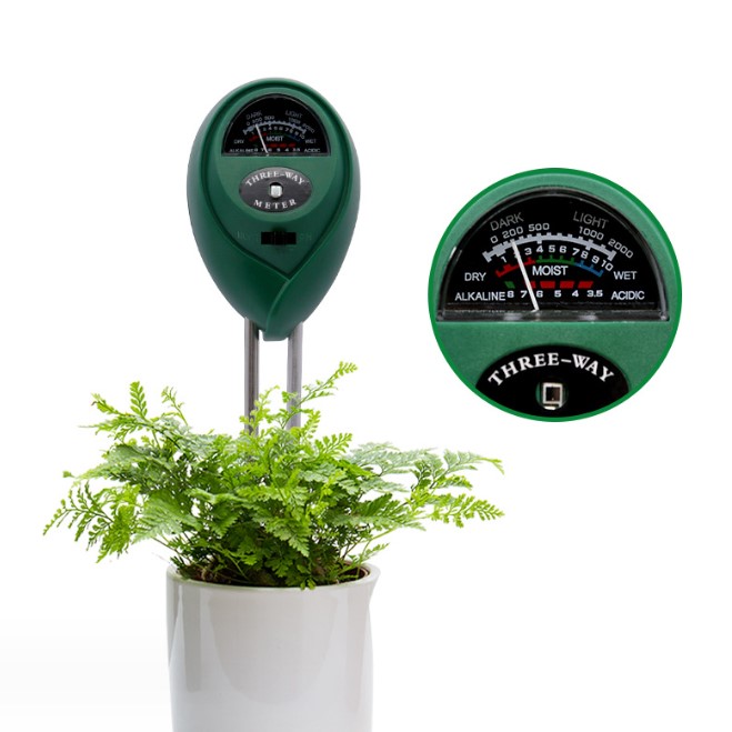 เครื่องวัดค่าดิน 3-in-1 อเนกประสงค์ (วัดได้ 3 ค่า 1. PH, 2. ความโปร่ง, 3. ความชื้น)