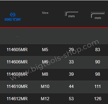 คิง โทนี่ : ประแจแอล สั้น สีขาว 12 แฉก King Tony : Standard Type Spline L - Wrench (1146MR)