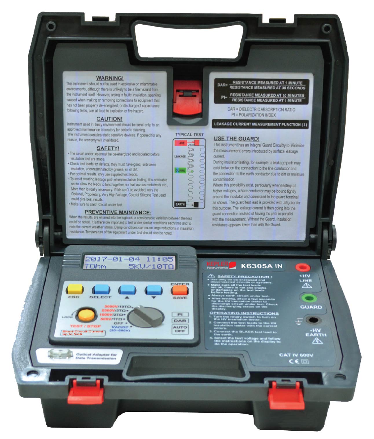 เครื่องวัดความต้านทานฉนวนไฟฟ้าแรงดันไฟสูง (5kV) แบรนด์ : KEPLER รุ่น : K6305A IN