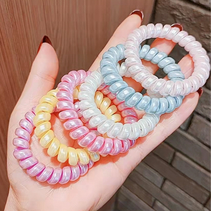 ยางรัดผม ยางสปริง โทนสีลูกกวาด พาสเทล เส้นใหญ่ งานสวยมาก ขายส่ง เซต 10 ชิ้น