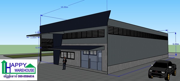 รับสร้างโกดังบางบัวทอง ขนาด18x30x6.90 เมตร