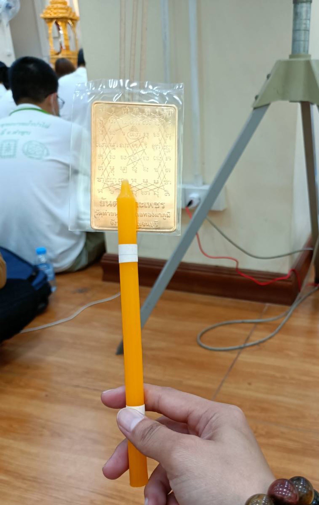 แผ่นยันต์เกราะเพชรเนื้อทองทิพย์ วัดท่าขนุน แผ่นใหญ่ (พิธีพระพุทธเจ้า 28 พระองค์เสด็จ)