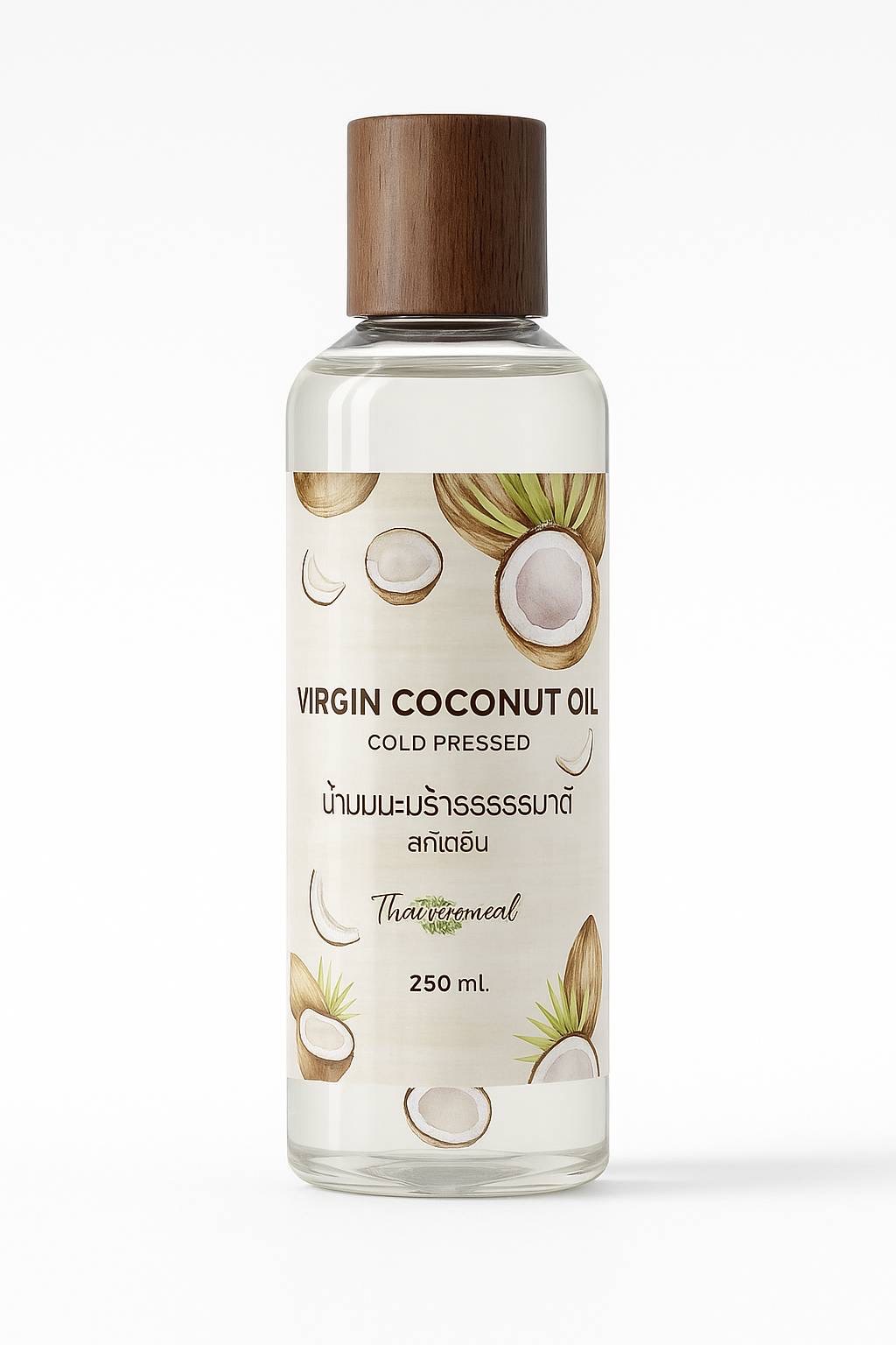 น้ำมันมะพร้าวบริสุทธิ์สกัดเย็น Virgin Coconut Oil (Cold Pressed) 250 ml.