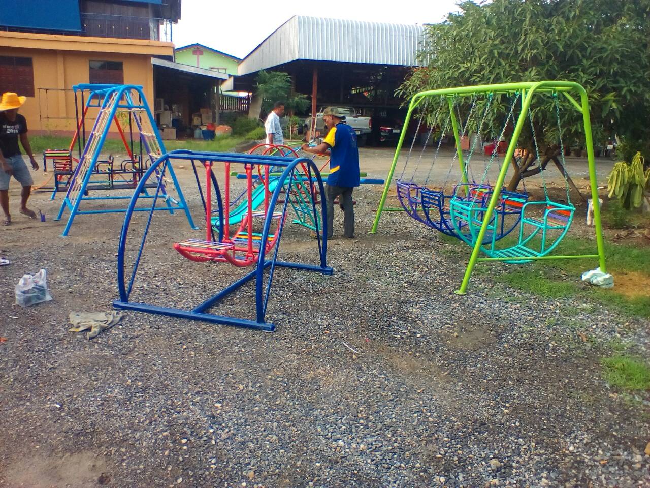 รหัส PG ผลงานติดตั้ง (เทศบาลบ้านสร้าง. อ.บางปะอิน) เครื่องเล่นสนามกลางแจ้งสำหรับเด็ก