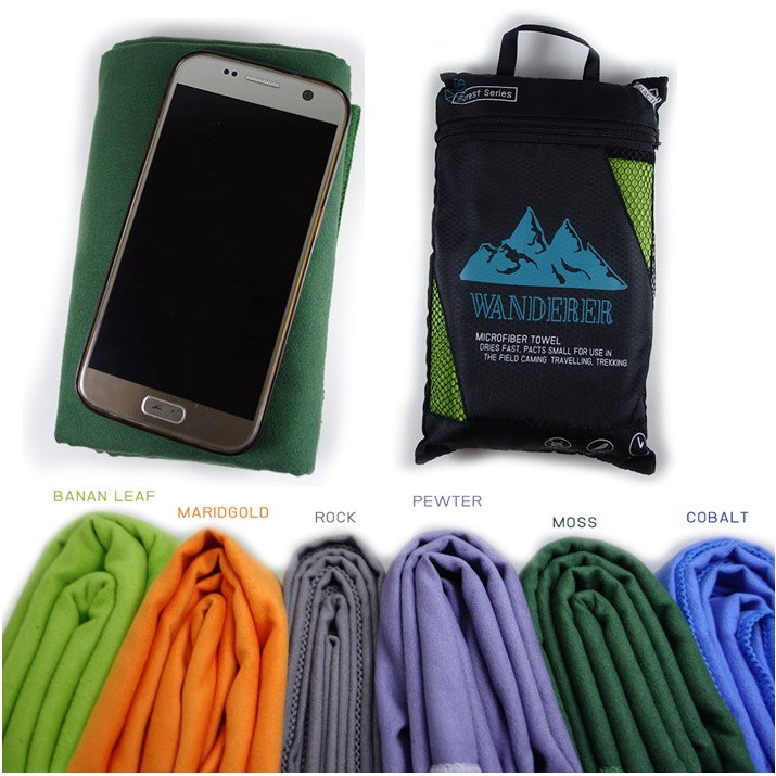 ผ้าเช็ดตัวพกพา Wanderer แห้งเร็ว ซับน้ำได้ดี พร้อมถุงตาข่าย พร้อมส่ง