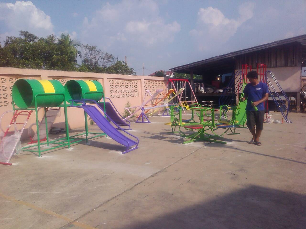 รหัส PG ผลงานติดตั้ง (โรงเรียนอิสลามสัมพันธ์3-บางบัวทอง จ.นนทบุรี) เครื่องเล่นสนามกลางแจ้งสำหรับเด็ก