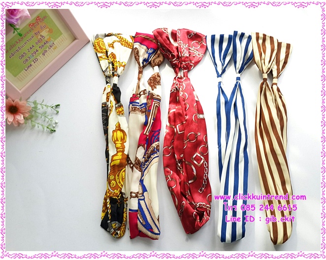 ผ้าคาดผม แบบ ปลายรวบจั๊มเป็นโบ ด้านในเป็นเส้นลวด ขายส่ง เซต 10 ชิ้น ลายผ้าตามรูป