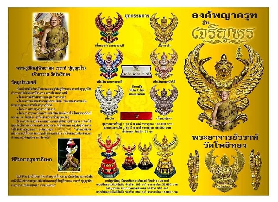 ครุฑทองคำลงยา (พิมพ์เล็ก) No.๗๕๐ รุ่น เจริญพร พระอาจารย์วราห์ ปี 64