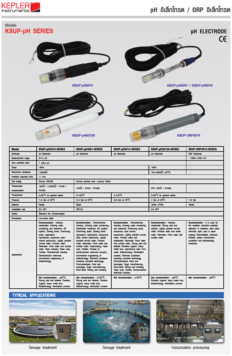 โออาร์พี อิเล็กโทรด (ORP Electrode) For KSUP-pH6.0 แบรนด์ : KEPLER รุ่น : KSUP-ORP5014
