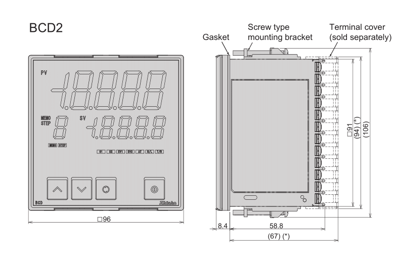 เครื่องวัด-ควบคุมอุณหภูมิแบบติดแผง ยี่ห้อ SHINKO รุ่น BCD2-Series : Digital Indicating Controllers