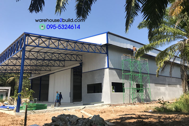 รับสร้างโกดังสำเร็จรูป โกดังผลิตน้ำดื่ม กระบี่ ขนาด 25.00 x 35.00 x 8.00 m.