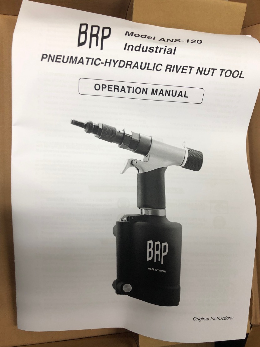 BRP เครื่องย้ำรีเวทน็อตลม งานหนัก รุ่น ANS-120M น็อตขนาด M4-M12 พร้อมอุปกรณ์ AIR NUT RIVETER