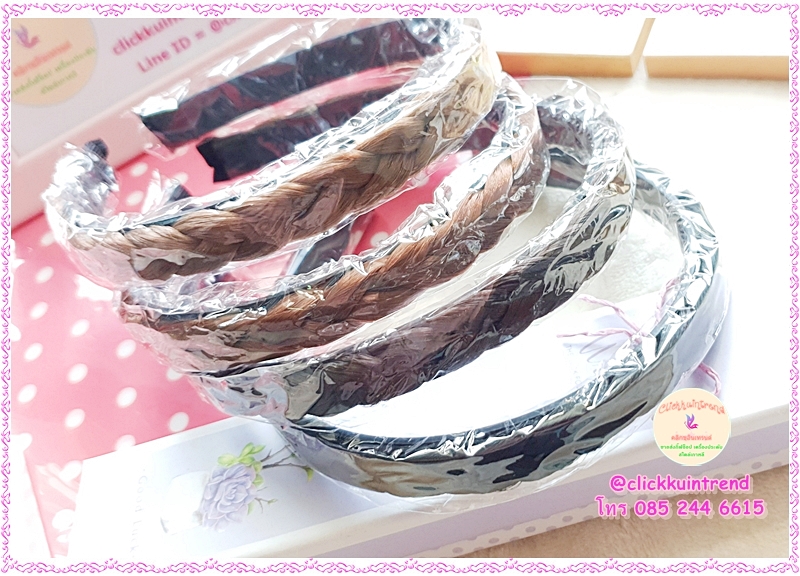 **สีแรกไม่มี**ที่คาดผมพลาสติก คาดเปียผมปลอม ขนาด 1.5 ซ.ม. ขายส่ง เซต 9 ชิ้น(มี3สี สีละ3ชิ้น)