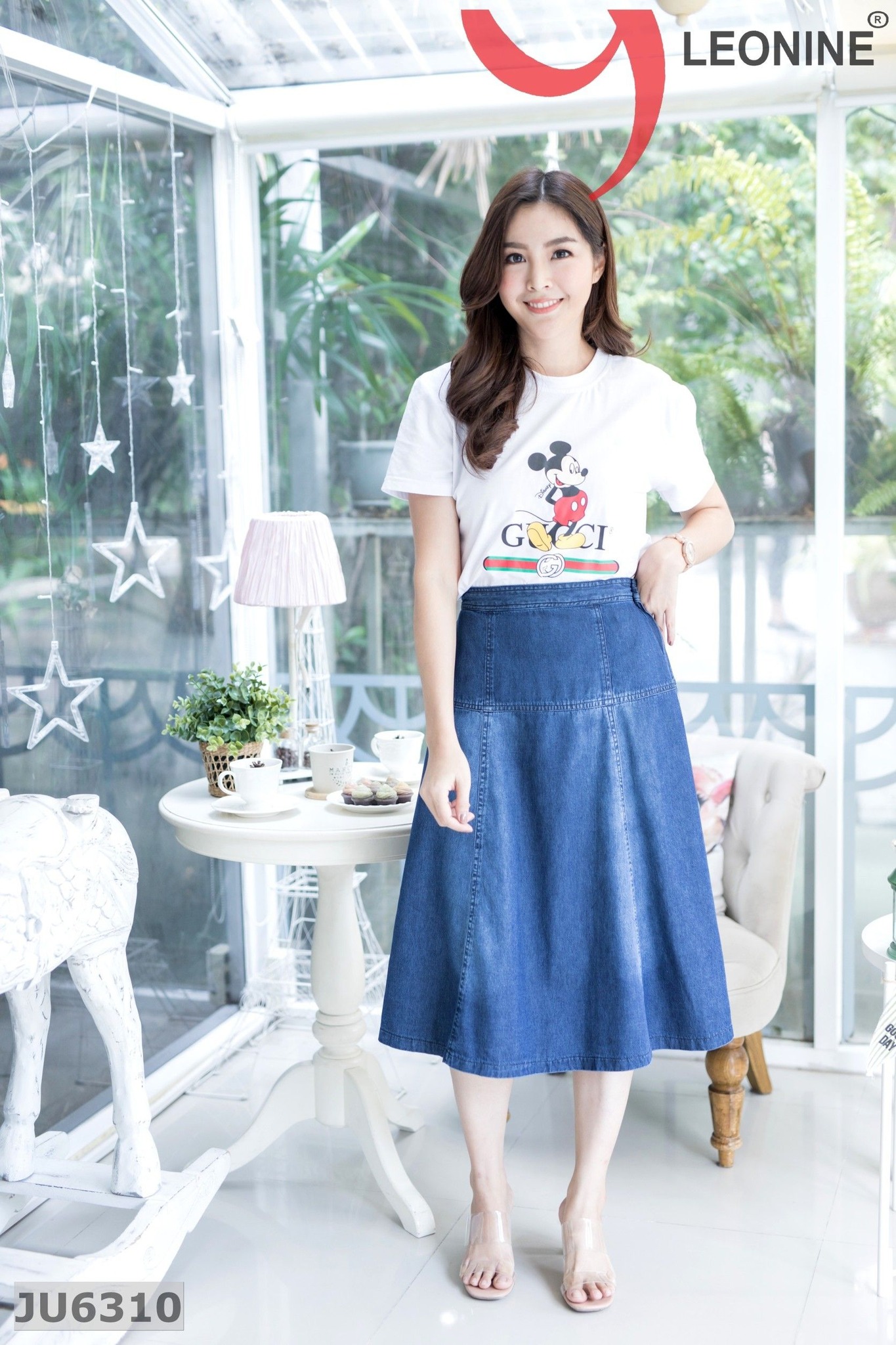 กระโปรงยีนส์ #JU6310 ขนาดฟรีไซส์ ยีนส์ผ้านิ่มสียีนส์เข้ม ใส่สบาย ใส่ได้หลายโอกาส แบบน่ารักมาก