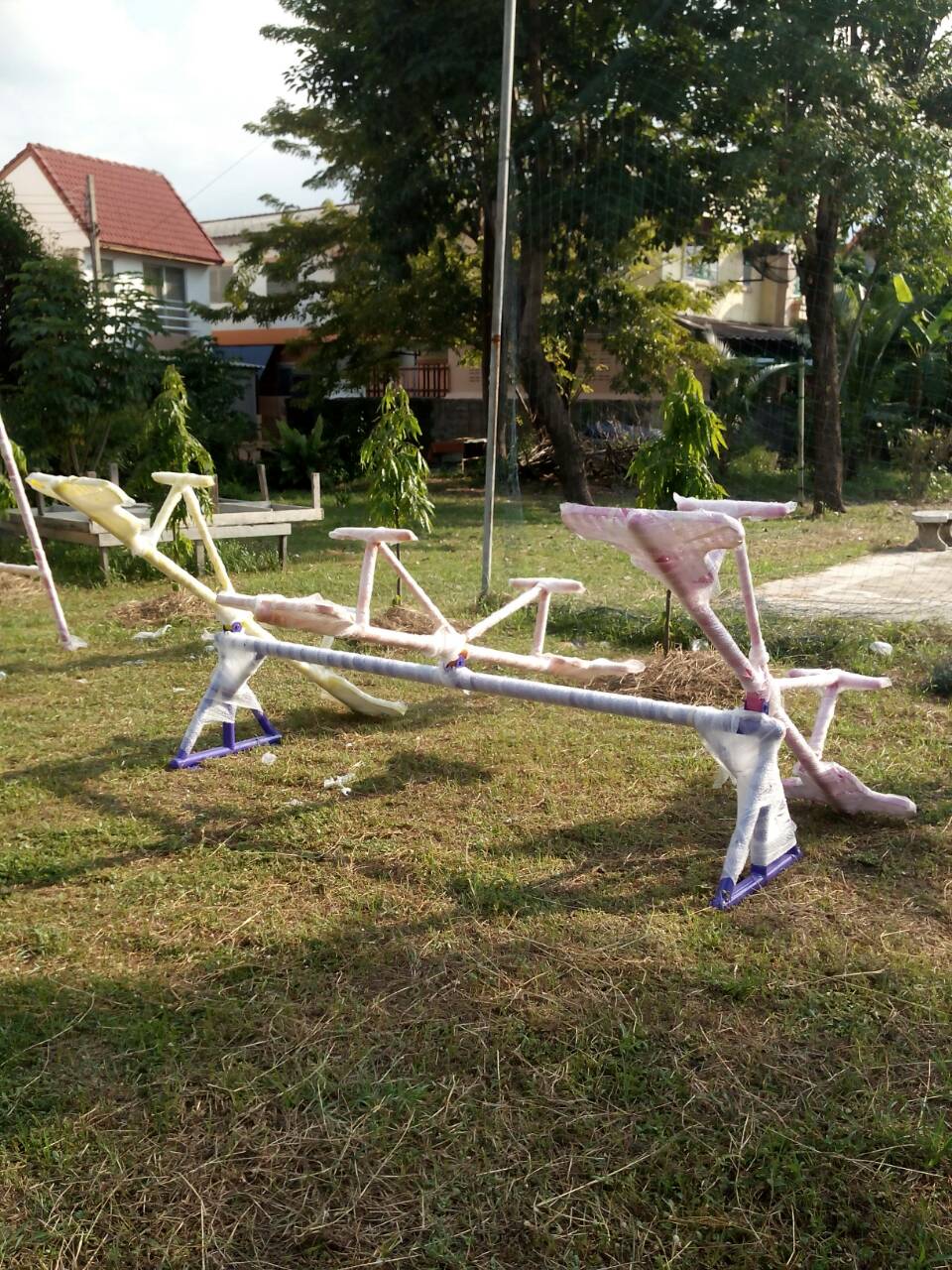 รหัส PG ผลงานติดตั้ง (หมู่บ้านนครทอง จ.นนทบุรี) เครื่องเล่นสนามกลางแจ้งสำหรับเด็ก