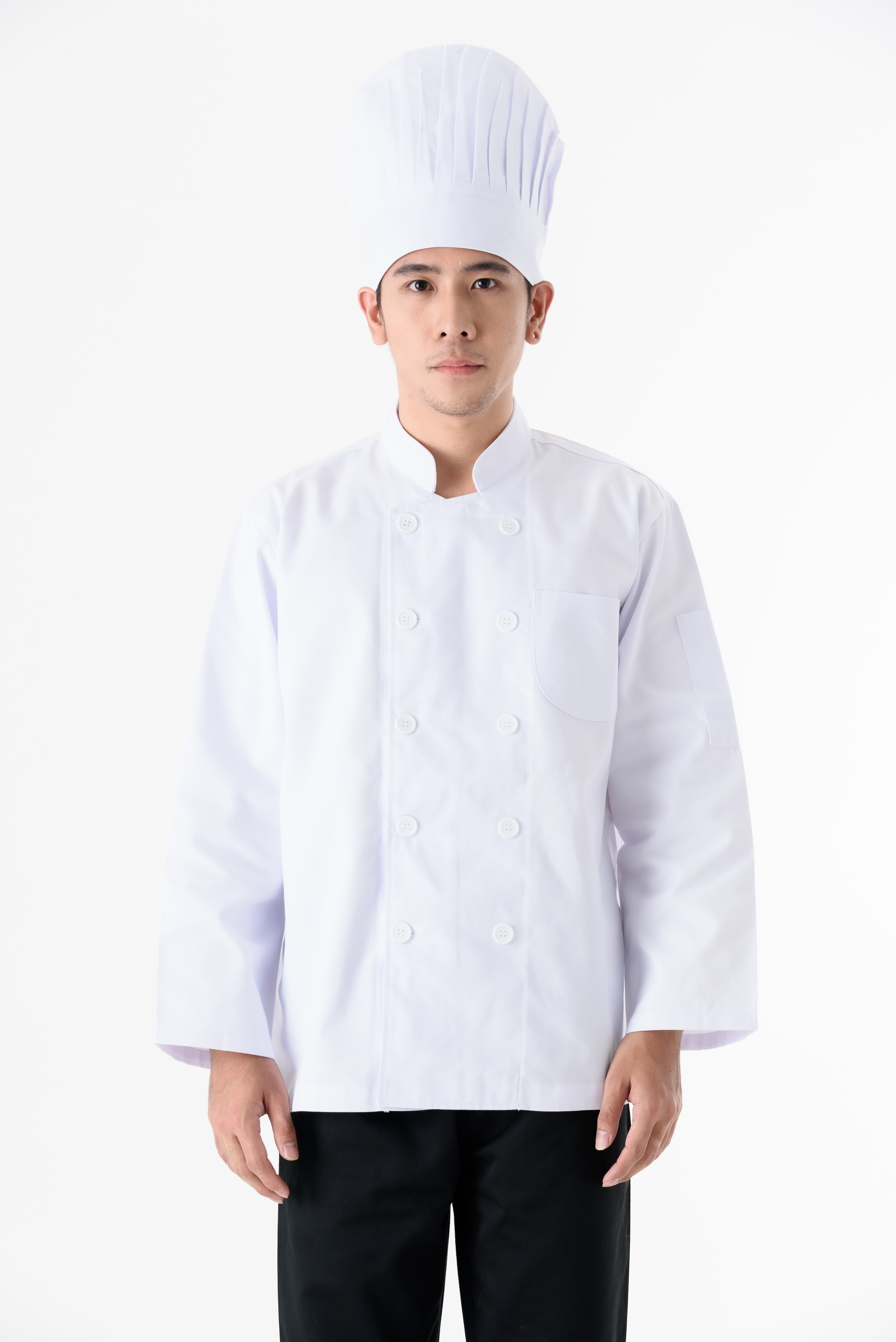DFS001 Chef jacket เสื้อเชฟสากล สีขาว (white, สีขาว)