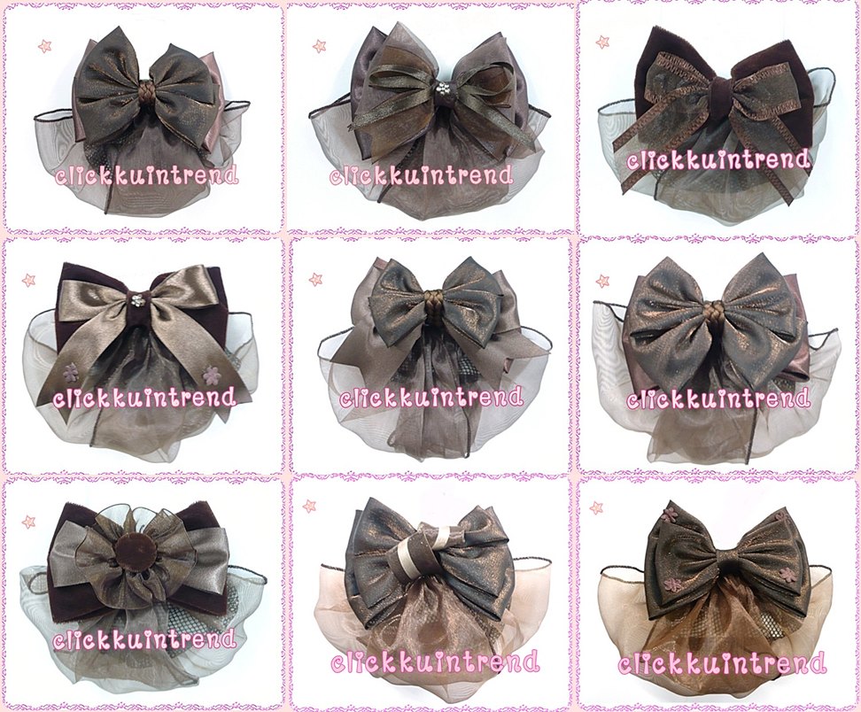 เน็ตคลุมผมเกล้า ขายส่ง ขนาดกลาง เซต 10 ชิ้น (ผ้าคลุมผ้าแก้ว) คละแบบ