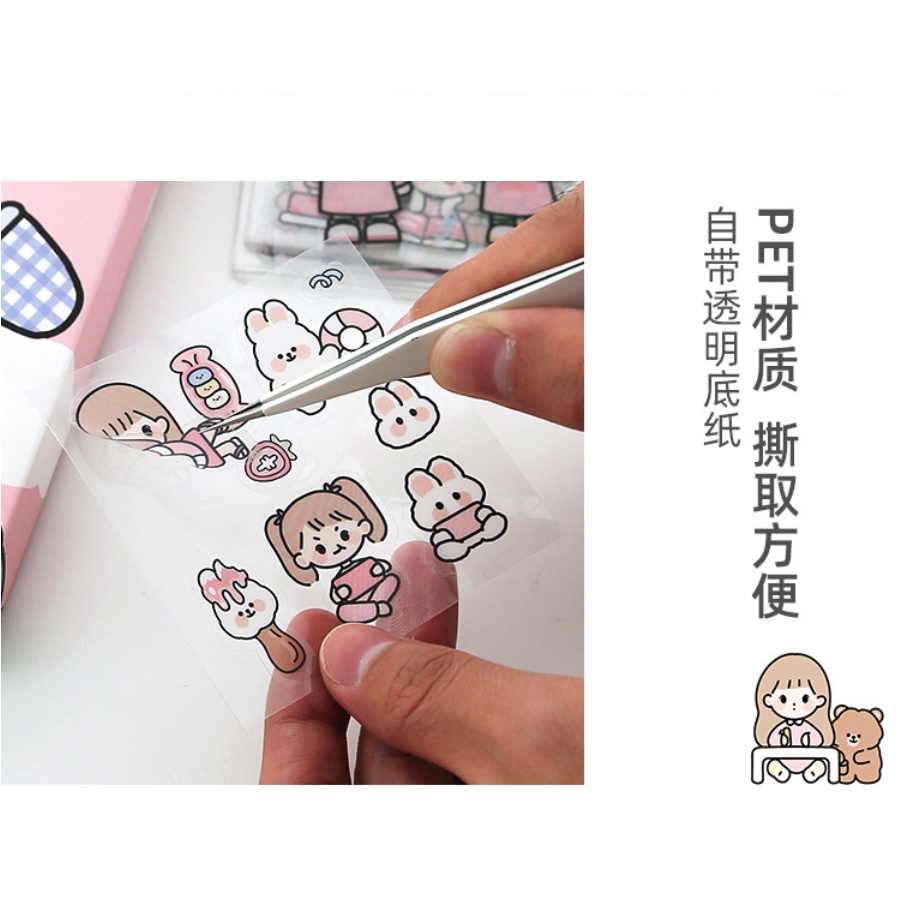 STICKER CUTE DIY สติกเกอร์ การ์ตูน น่ารัก ตกแต่ง ไดอารี่ โทรศัพท์ ไดคัท ใส PVC PET กันน้ำ DIY
