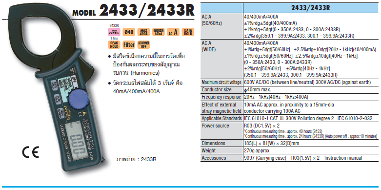 KYORITSU แคล้มมิเตอร์ รุ่น 2433R