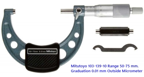 MITUTOYO มิตูโตโย 103-139-10 ไมโครมิเตอร์วัดนอก 50-75mm. ญี่ปุ่น คุณภาพดี Outside Micrometer