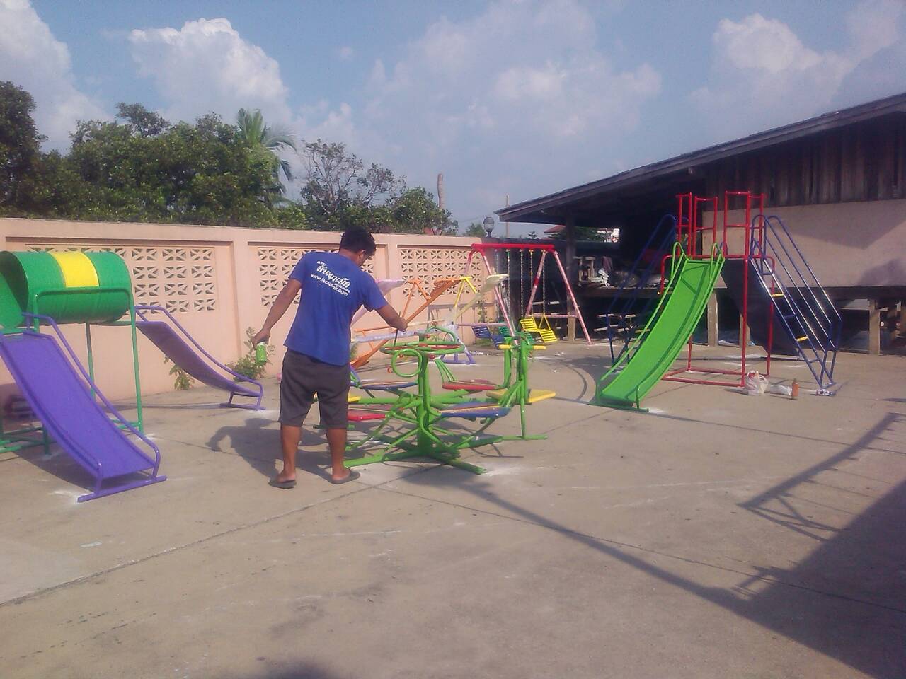 รหัส PG ผลงานติดตั้ง (โรงเรียนอิสลามสัมพันธ์3-บางบัวทอง จ.นนทบุรี) เครื่องเล่นสนามกลางแจ้งสำหรับเด็ก