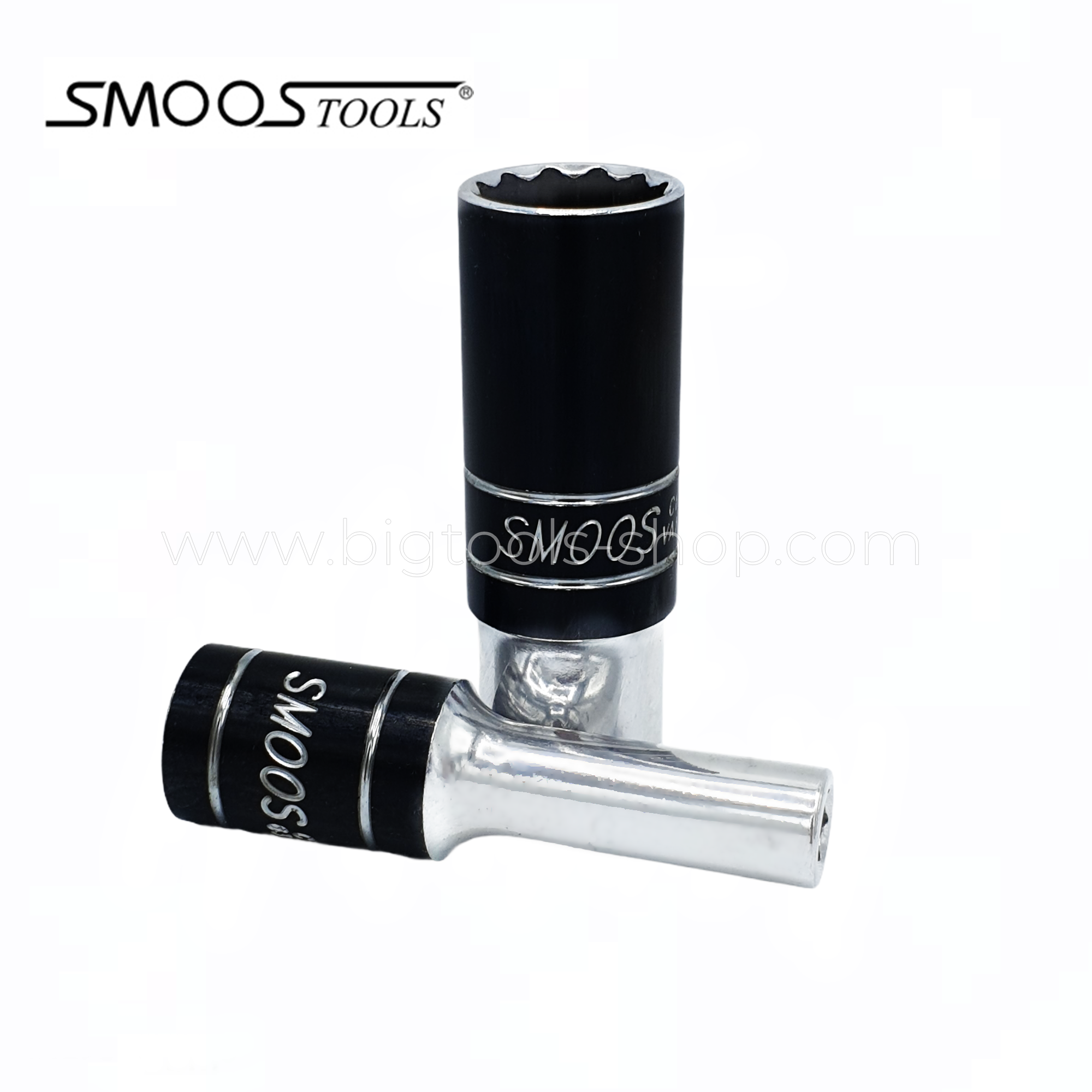 สมูส : ลูกบล็อก "ยาว" สีขาว รู 1/2" 12 เหลี่ยม Smoos : 1/2"DR. 12PT Metric Deep Socket