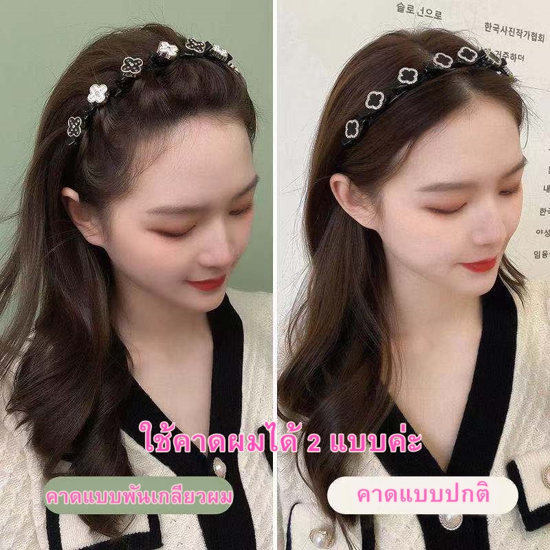 ที่คาดผม งานสไตล์เกาหลี ตกแต่งดอกไม้ลูกปัด แบบหนีบเก็บผมหน้าม้า คละแบบ ขายส่ง เซต 10 ชิ้น