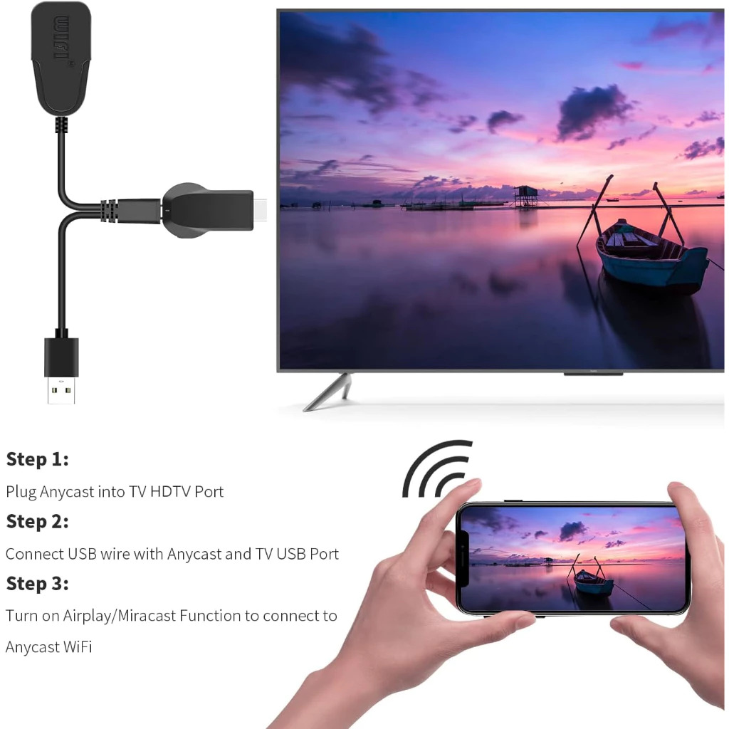 เชื่อมต่อมือถือไปทีวี WIFI Display Anycast M18 Plus HDMI Android Mirror Cast AirPlay DLNA