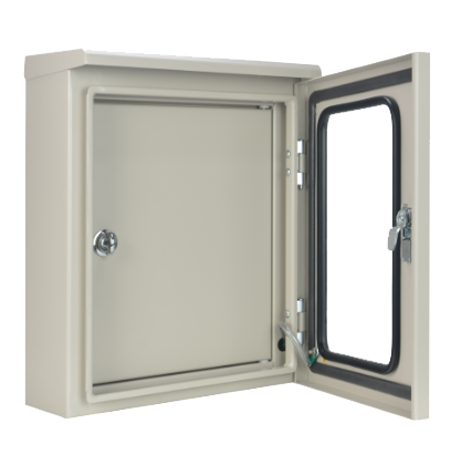 KBJG ตู้ไฟสวิทช์บอร์ดแบบกันฝุ่นกันน้ำฝา 2 ชั้น มีหลังคา (ฝานอกกระจก)