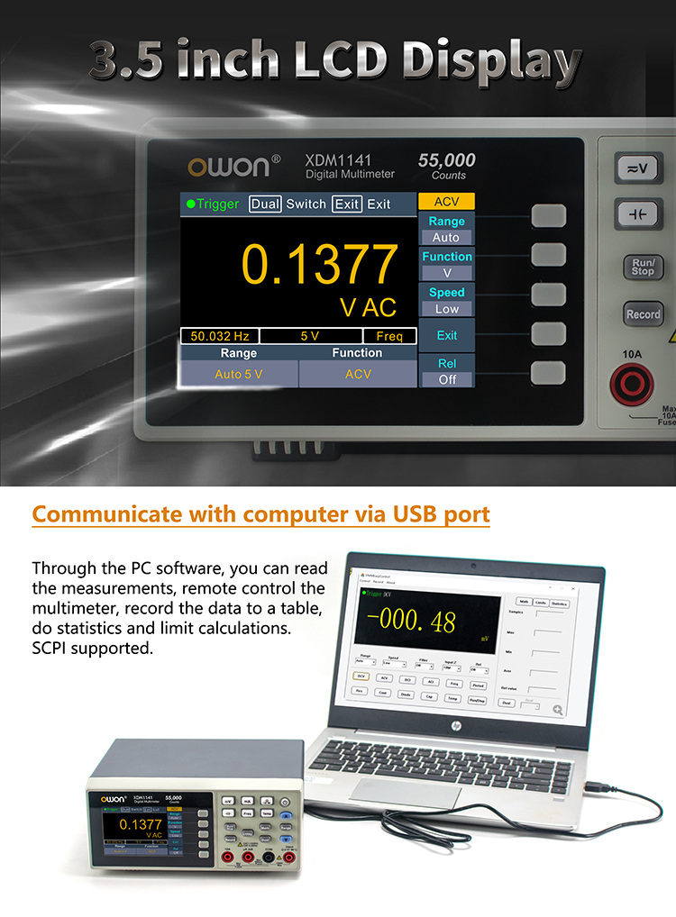 OWON มัลติมิเตอร์ รุ่น XDM1141, 4 1/2 digits Bench-type Digital Multimeter